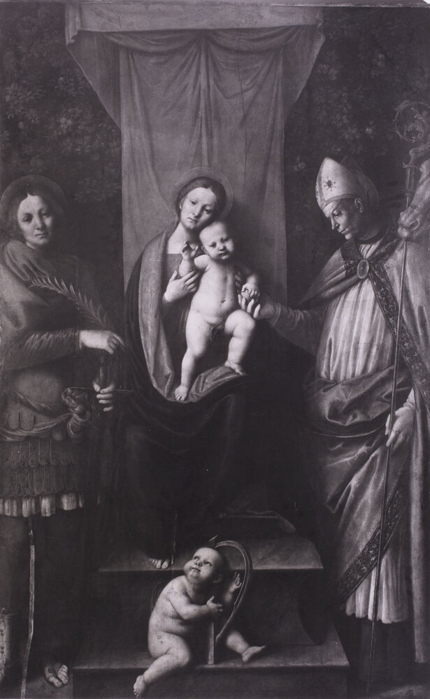 Torino, Galleria Sabauda, Gaudenzio Ferrari, Madonna con il Bambino tra i santi Bobone ed Eligio vescovo e angelo musicante, Dipinto su tavola