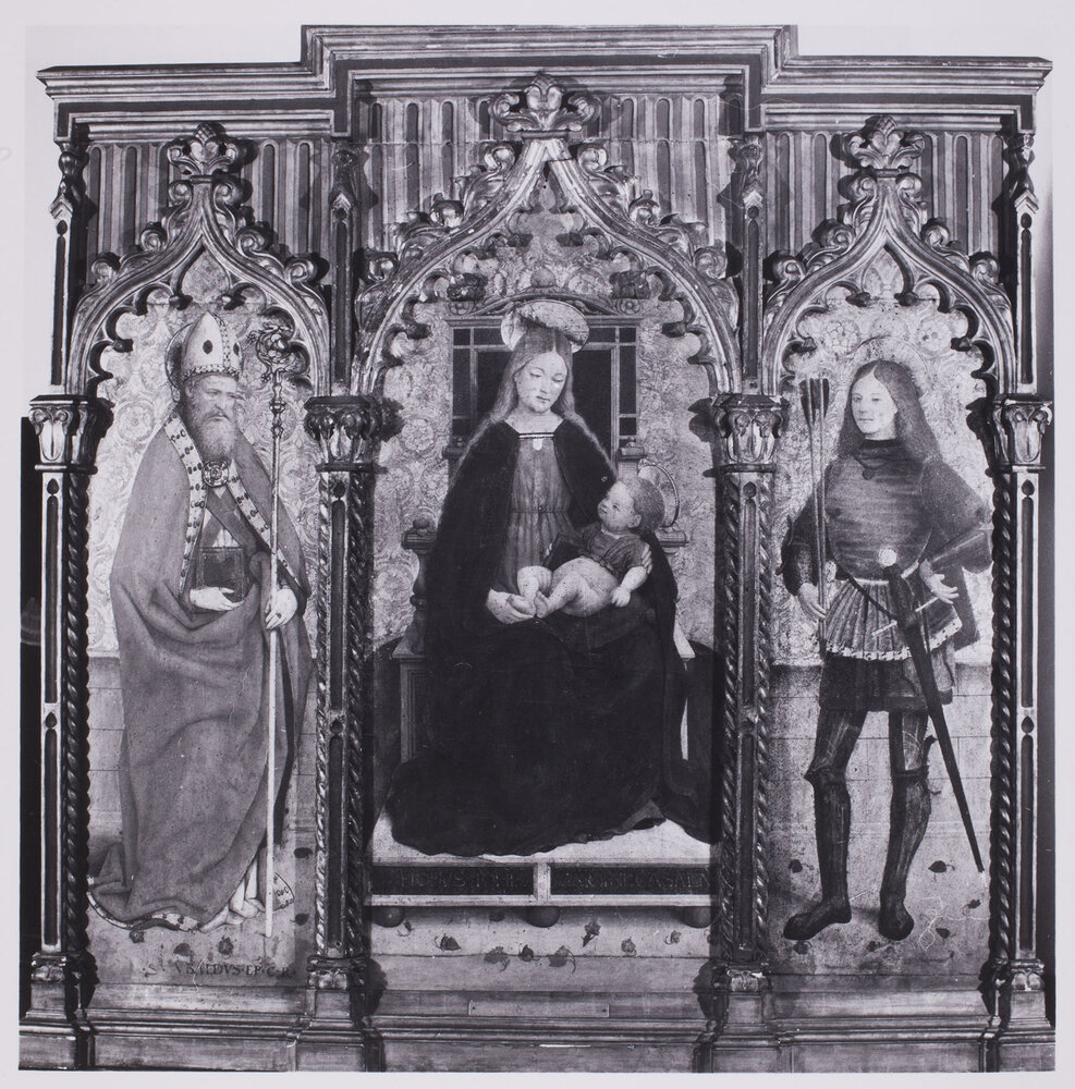 Torino, Galleria Sabauda, Giovanni Martino Spanzotti, Trittico, Madonna in trono con Bambino e due Santi, Dipinti su tavola