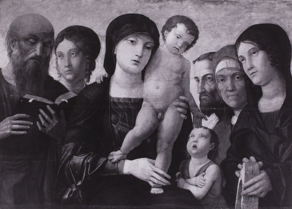 Torino, Galleria Sabauda, Andrea Mantegna, Madonna con il Bambino e sei Santi, Dipinto su tavola