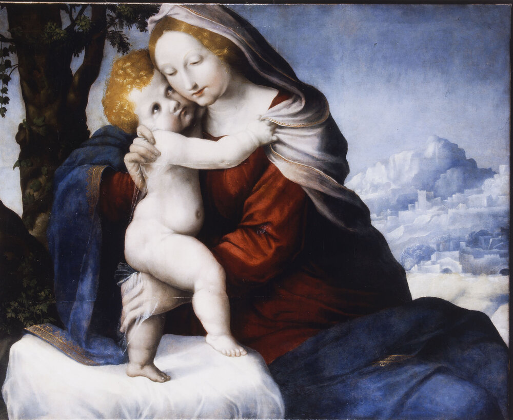 Torino, Galleria Sabauda, Cesare da Sesto, Madonna con bambino, Opera su carta