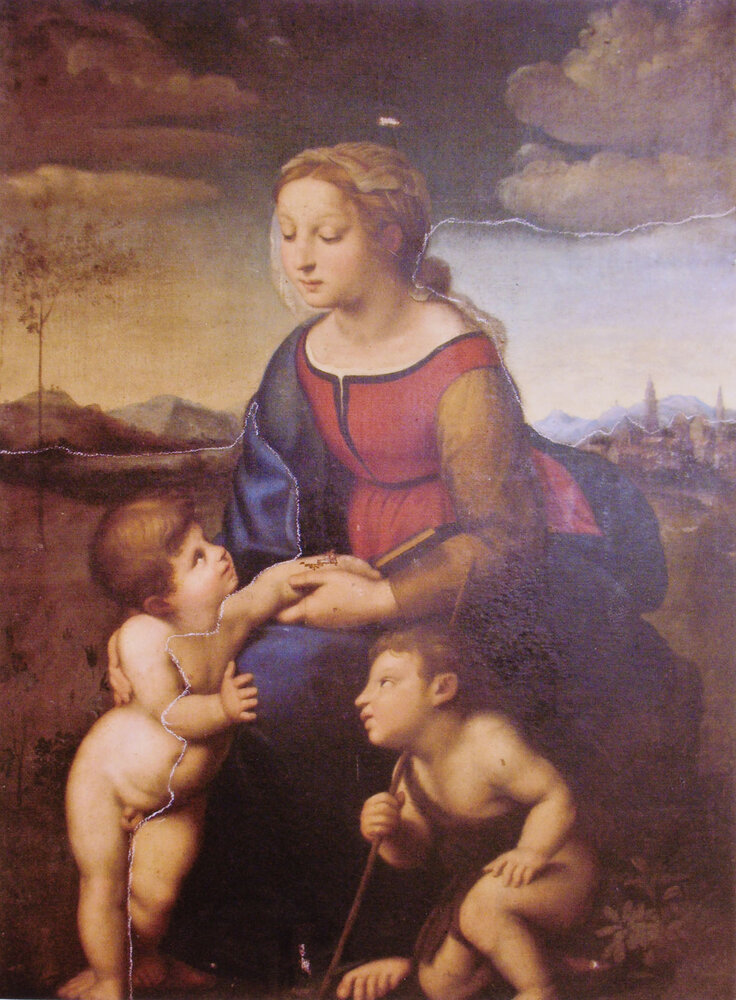 Milano, Pinacoteca Ambrosiana, Raffaello Sanzio (copia da), La belle jardinière, Dipinto su tela