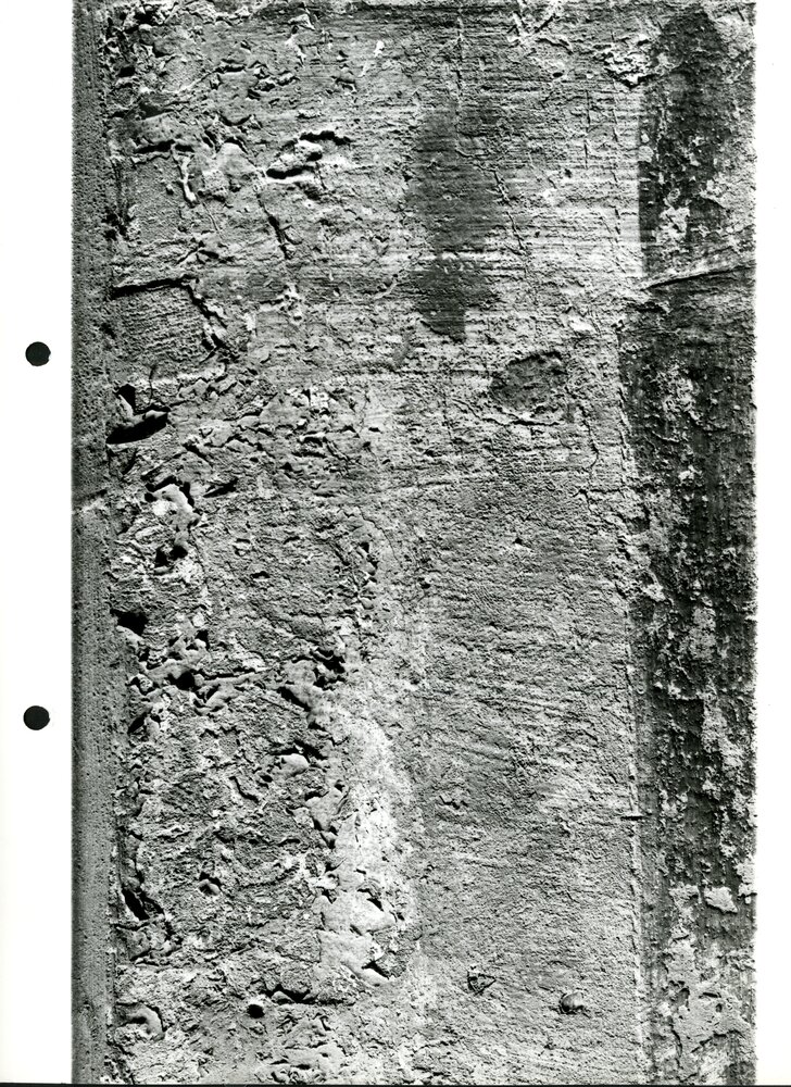 Uomo dalla mazza, particolare superficie pittorica e intonaco (non individuabile) - (Uomo dalla mazza, part., prima del restauro ) - APBB_CTRS_83_2_P_019.tif