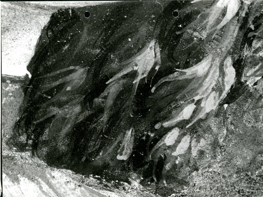 L'uomo dall'alabarda, particolare macro dei capelli - L'uomo dall'alabarda part. veste, restauro ultimato  - APBB_CTRS_83_2_P_064.tif