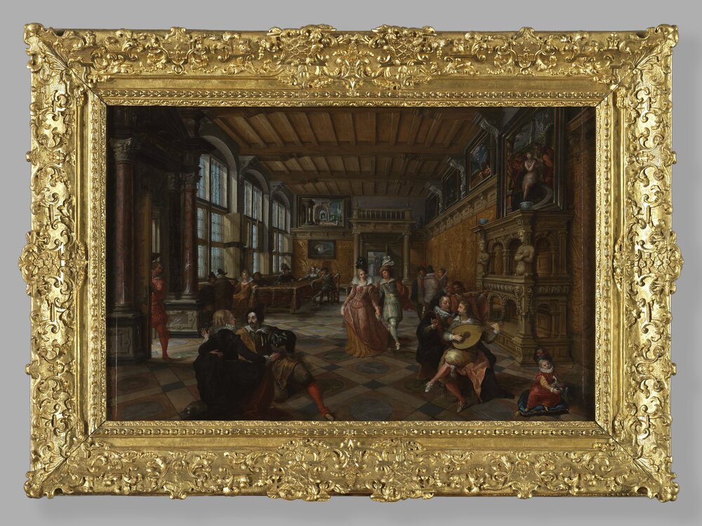 Galleria Sabauda, F. Francken II, P. V. De Vries, Dance party in a Flemish hall inv. 309, cat. 205 - after restoration