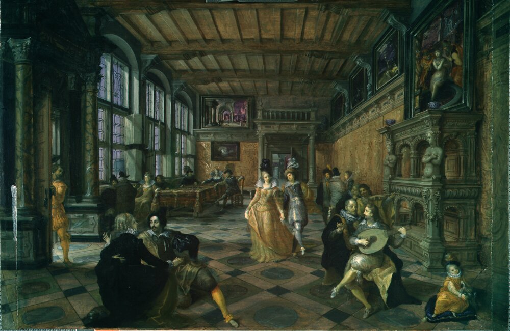Galleria Sabauda, F. Francken II, P. V. De Vries, Dance party in a Flemish hall inv. 309, cat. 205 - false color analysis