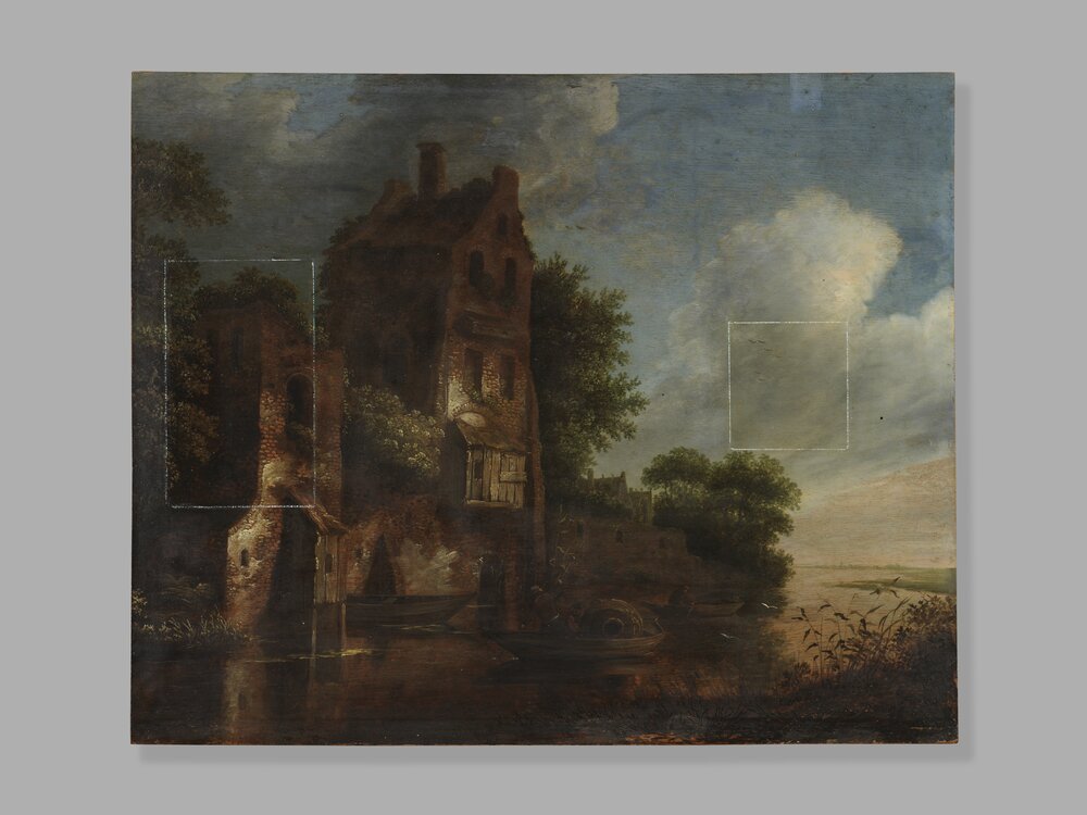 Galleria Sabauda, R. J. Van Vries, River landscape inv. 62, cat. 436 - during the restoration