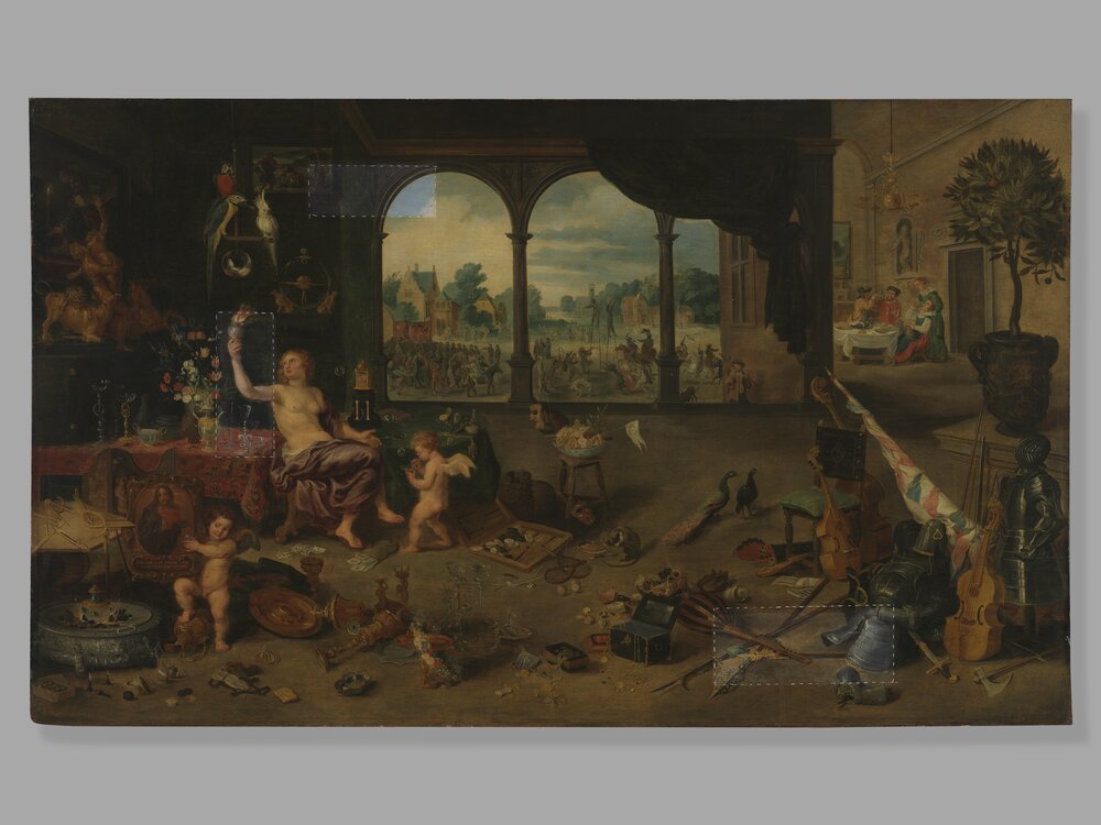 Galleria Sabauda, J. Brueghel, P. P. Rubens, The vanity of human life inv. 307 - during the restoration
