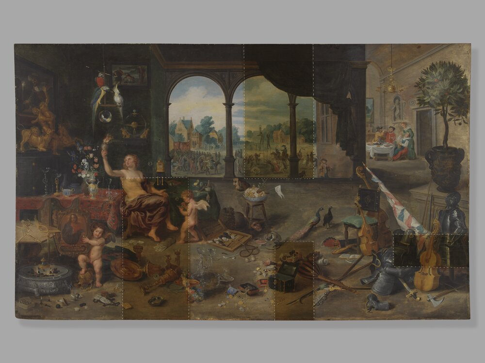 Galleria Sabauda, J. Brueghel, P. P. Rubens, The vanity of human life inv. 307 - during the restoration