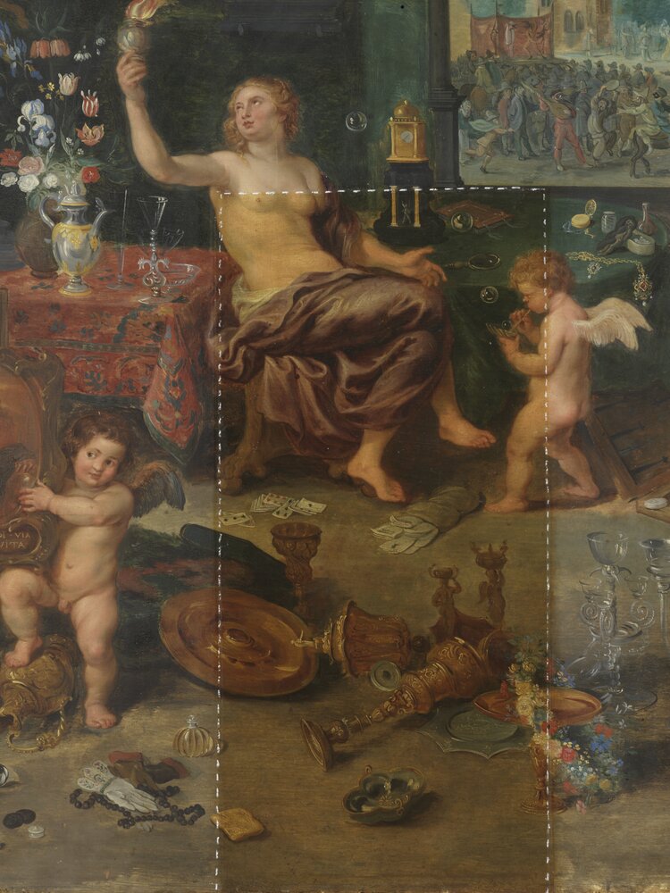 Galleria Sabauda, J. Brueghel, P. P. Rubens, The vanity of human life inv. 307 - during the restoration