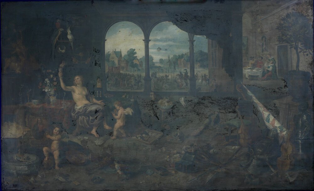 Galleria Sabauda, J. Brueghel, P. P. Rubens, The vanity of human life inv. 307 - UV analysis